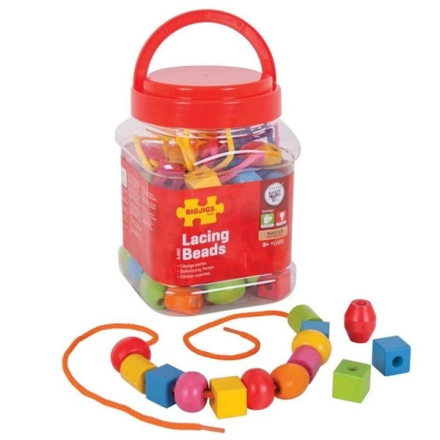 Jar of beads for stringing