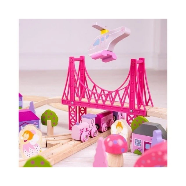 Wooden train with rails and accessories - City of Fairies