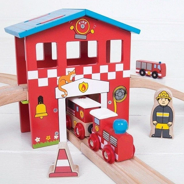 Wooden Train Set - Fire Station