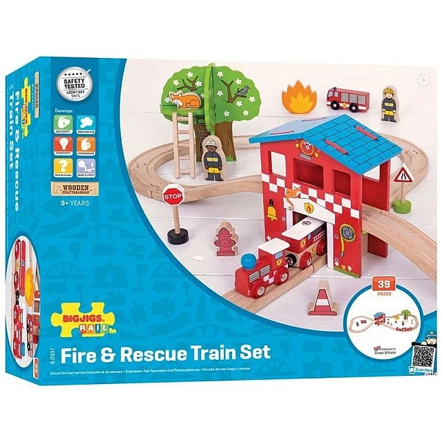 Wooden Train Set - Fire Station