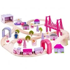 Wooden train with rails and accessories - City of Fairies