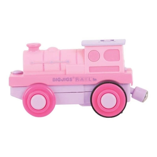 Wooden locomotive on battery - Pink