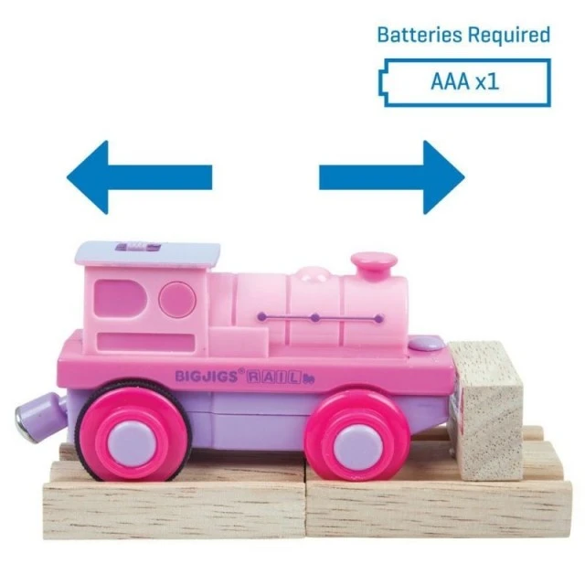 Wooden locomotive on battery - Pink