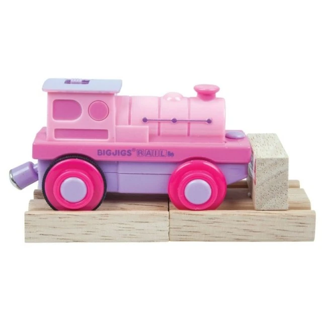 Wooden locomotive on battery - Pink