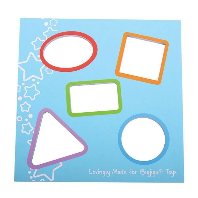 Wooden sorter with colorful geometric shapes