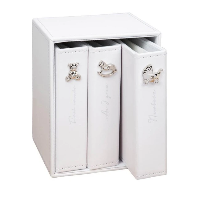 Bambino Set of 3 photo albums with silver decoration