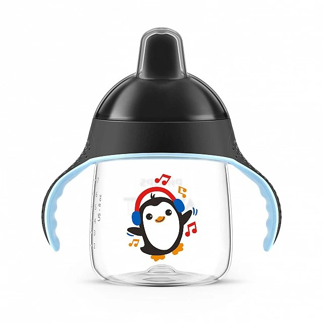 Philips AVENT Non-spill cup with hard tip 260 ml, 12m+, Penguin, black