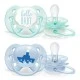 Ultra Soft pacifiers 0-6m blue with Boat and Hello decor