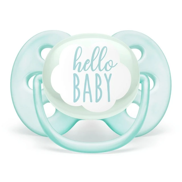 Ultra Soft pacifiers 0-6m blue with Boat and Hello decor
