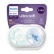 Ultra Soft pacifiers 0-6m blue with Boat and Hello decor