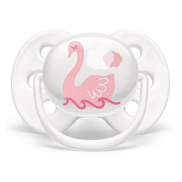 Залъгалки Ultra Soft 0-6м в розово с декор Лебед и Надпис