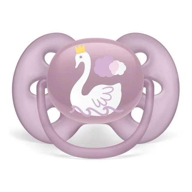 Ultra Soft pacifiers 6-18m pink with Swan and Princess decor
