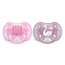 Ultra Soft pacifiers 6-18m pink with Swan and Princess decor