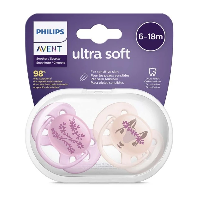 Залъгалки Ultra Soft 6-18м розови с декор Цвете и Катерица