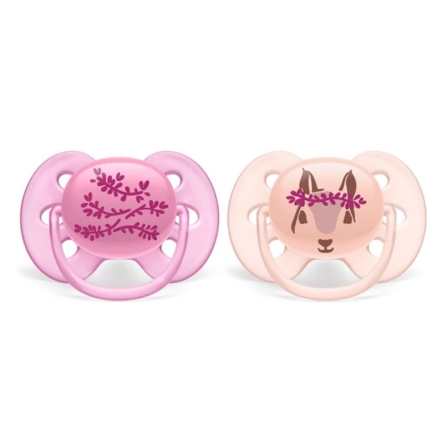 Залъгалки Ultra Soft 6-18м розови с декор Цвете и Катерица