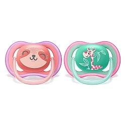 Pacifiers Ultra Air 18m+ with Giraffe and Bear decor