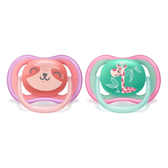 Pacifiers Ultra Air 18m+ with Giraffe and Bear decor