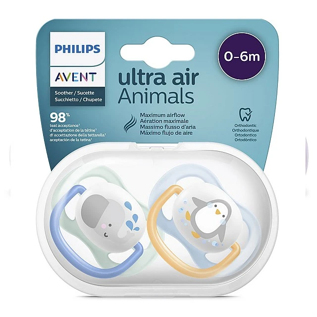 Залъгалки Ultra Air Animals 0-6м с декор Слон и Пингвин