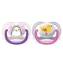 Pacifiers Ultra Air Animals 0-6m with Penguin and Bird decor