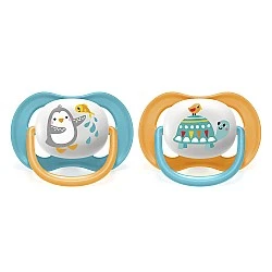 Ultra Air Animals pacifiers 6-18m with Penguin and Turtle decor