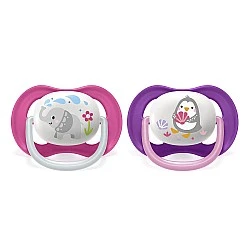 Ultra Air Animals pacifiers 6-18m with Elephant and Penguin decor