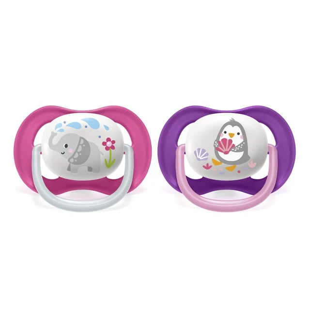 Ultra Air Animals pacifiers 6-18m with Elephant and Penguin decor