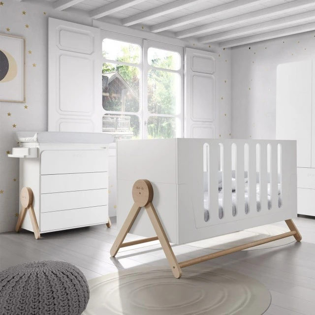 MICUNA Transforming children’s bed BIG SWING COT, 70/140 cm - white/scandinavian