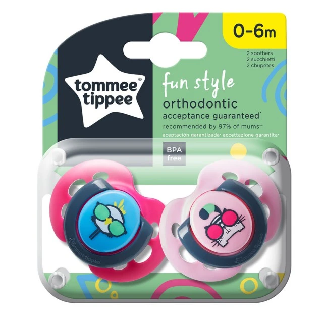 Tommee Tippee Orthodontic pacifiers FUN STYLE, 6-18m, 2 pcs./pack, Cats