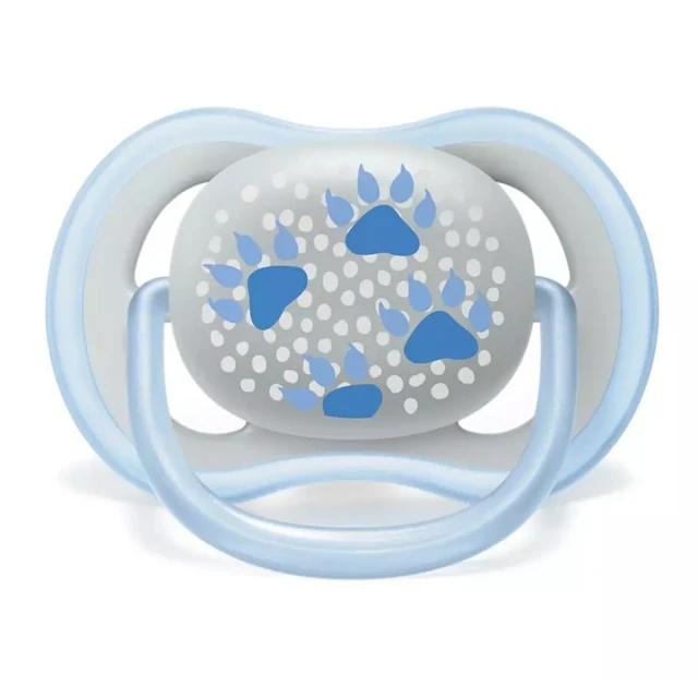 Pacifiers Ultra Air 6-18m blue with Paws and Bear decor