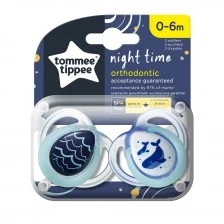 Tommee Tippee Orthodontic pacifiers NIGHT TIME 0-6m, 2 pcs/pack, Whales