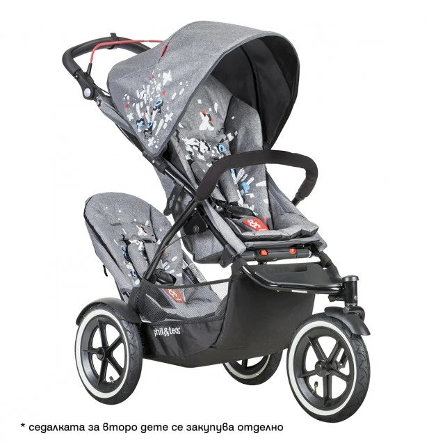 Phil & Teds Stroller Sport V5 for one or born children, graffiti