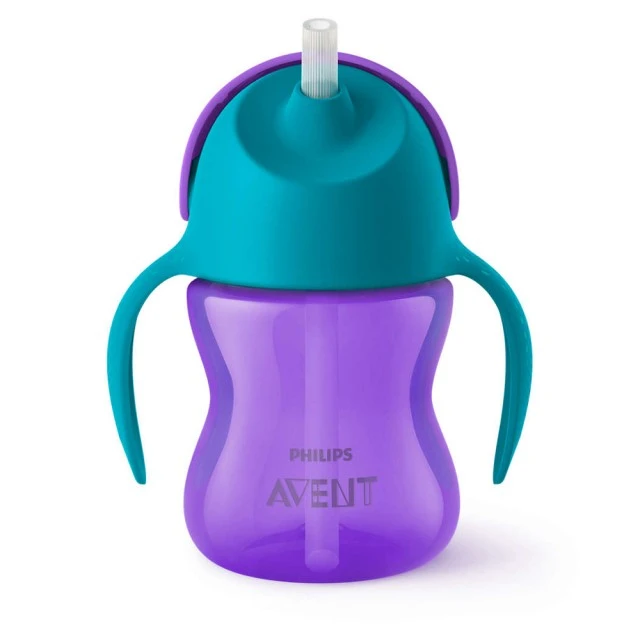 Philips AVENT Straw cup 200 ml, with handles, 9m+, PURPLE