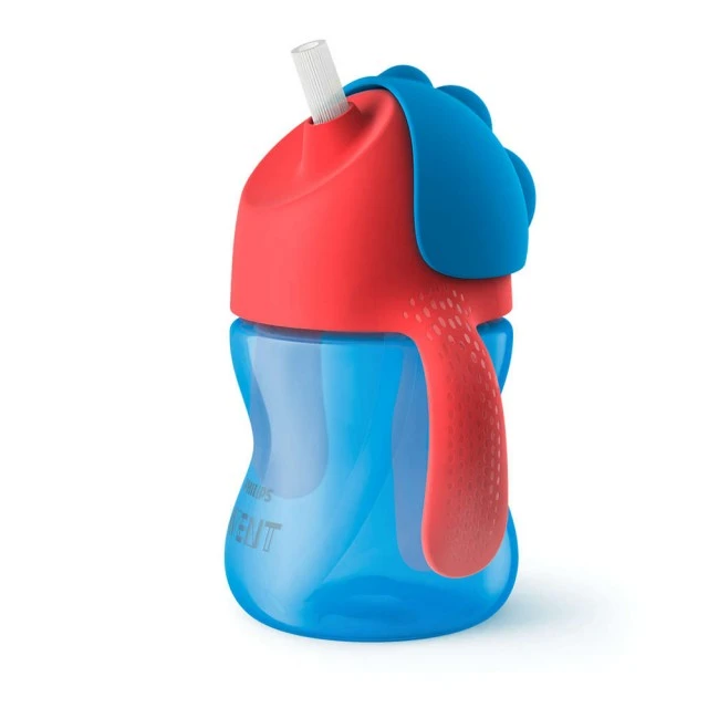 Philips AVENT Чаша със сламка 200 мл, с дръжки, 9м+, СИНЯ