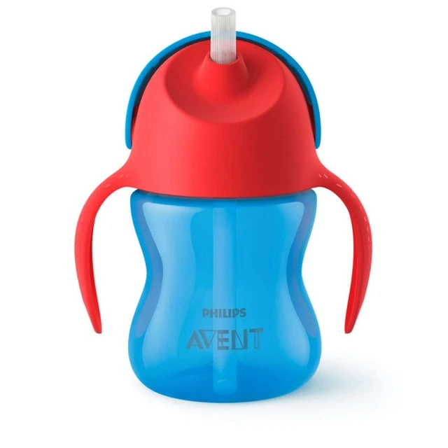 Philips AVENT Чаша със сламка 200 мл, с дръжки, 9м+, СИНЯ