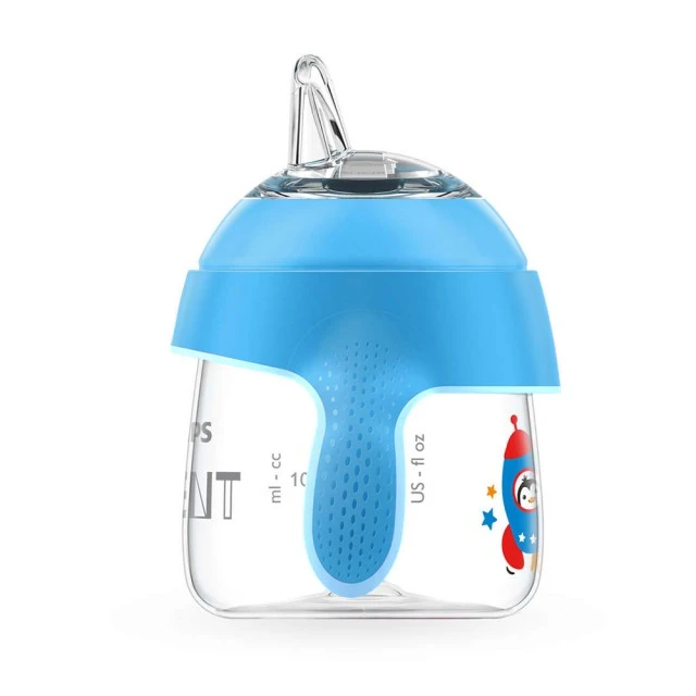 Philips AVENT Неразливаща се чаша с мек накрайник 200мл, 6м+ ПИНГВИН, синя