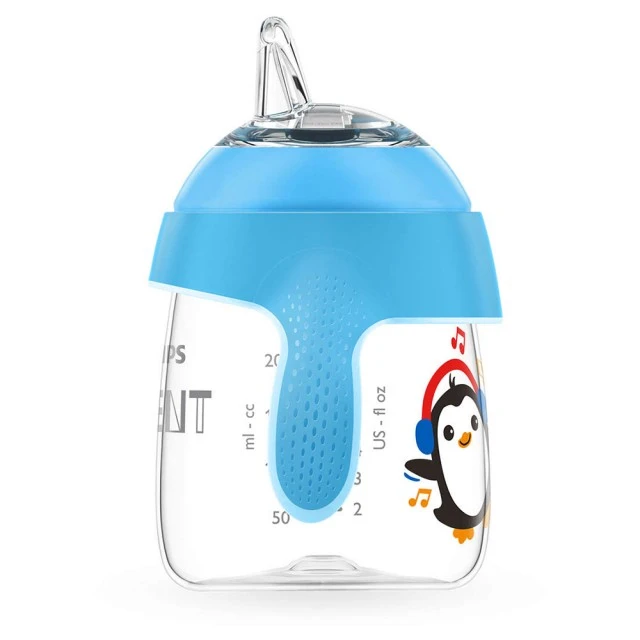 Philips AVENT Неразливаща се чаша с мек накрайник 260мл, 12м+, ПИНГВИН, синя