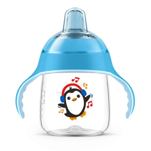 Philips AVENT Неразливаща се чаша с мек накрайник 260мл, 12м+, ПИНГВИН, синя