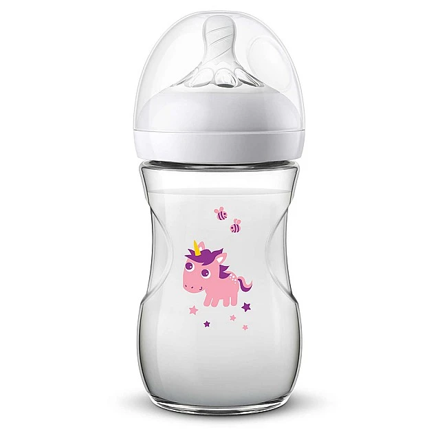 Bottle Natural 260 ml 1m+ with Unicorn decor