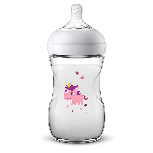 Bottle Natural 260 ml 1m+ with Unicorn decor