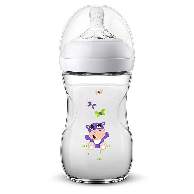Bottle Natural 260 ml 1m+ with Hippo decor
