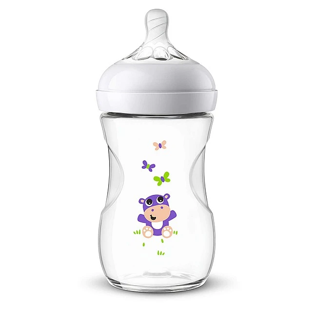 Bottle Natural 260 ml 1m+ with Hippo decor