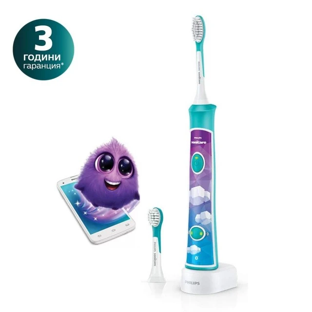 Детска четка за зъби ForKids с Bluetooth цвят морско синьо с 2 глави