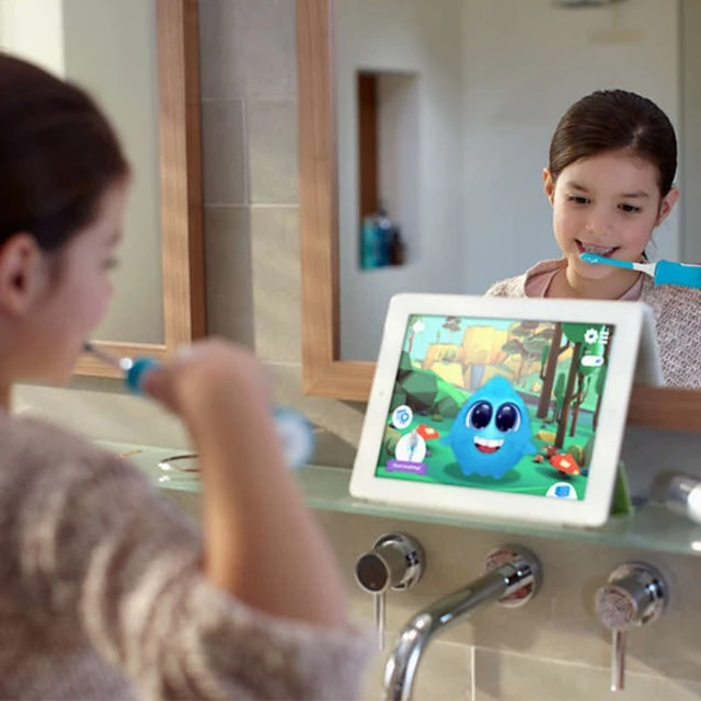 Детска четка за зъби ForKids с Bluetooth цвят морско синьо с 2 глави
