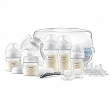 Breastfeeding set SCD430/50 with manual breast pump, MW sterilizer, pacifiers, bottles