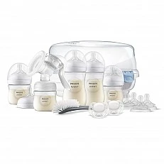 Breastfeeding set SCD430/50 with manual breast pump, MW sterilizer, pacifiers, bottles