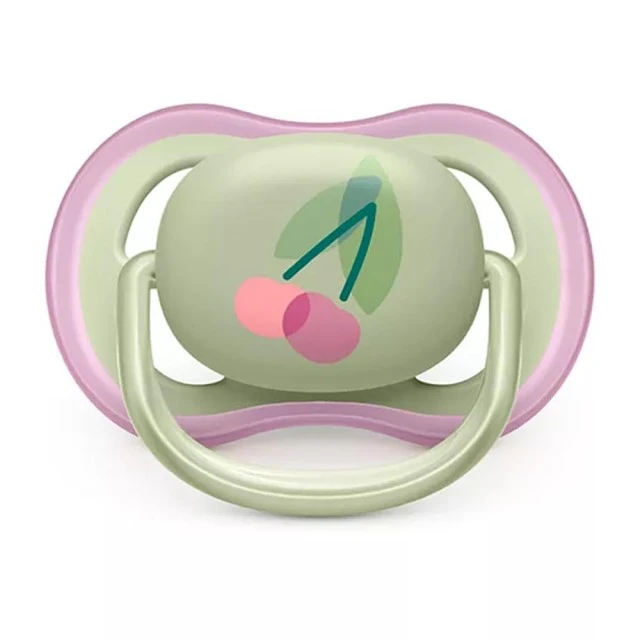 Pacifiers Ultra Air 0-6m blue with Cherry and Bird decor