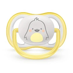 Ultra Air pacifier 0-6m single with yellow chicken decor