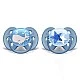 Pacifiers Ultra Soft 6-18m blue with Whale and Starfish decor