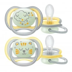 Pacifiers Ultra Air Night 18m+ gray and yellow