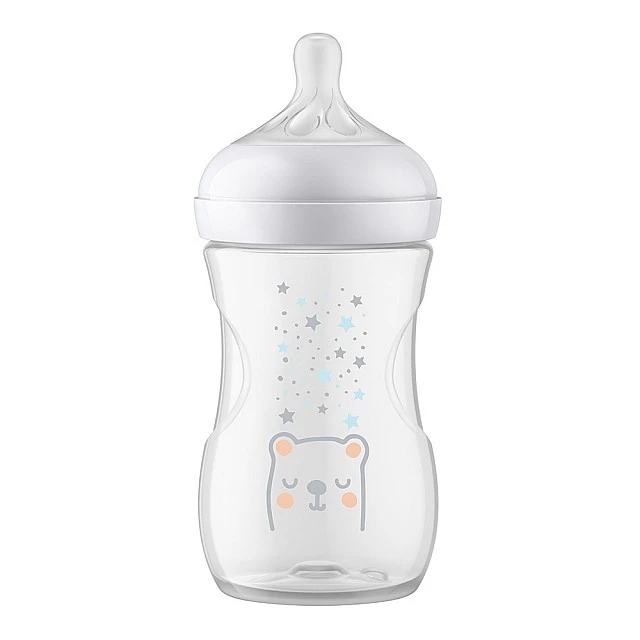 Natural Response bottle with AirFree valve 260 ml 1m+ Stars and Bear decor